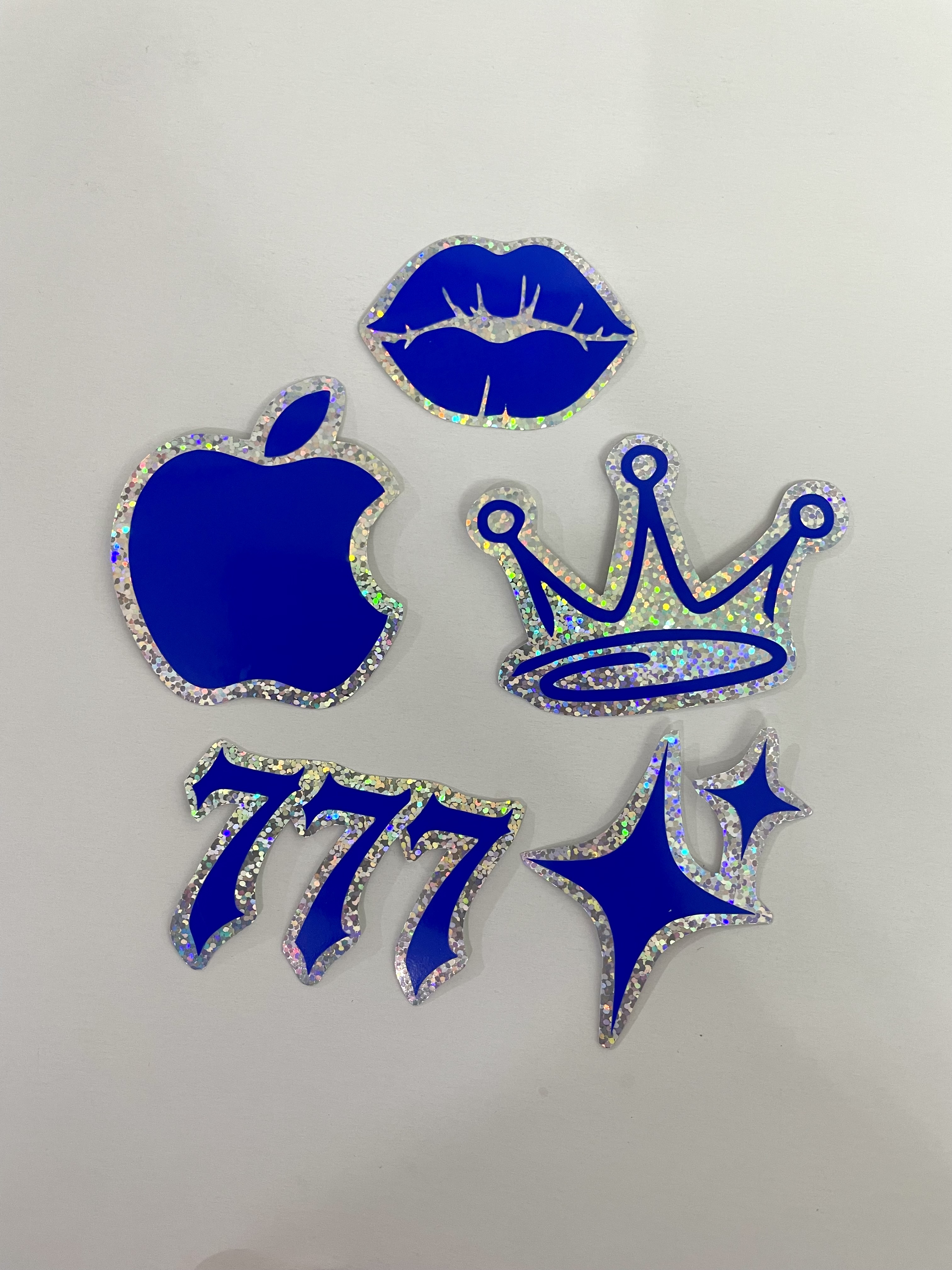 Pack 5 calcos azules glitter
